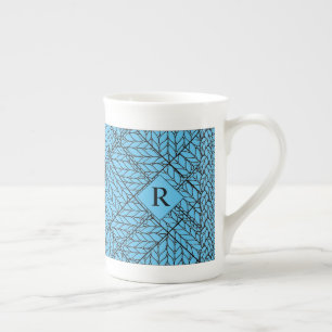 Caneca de porcelana BLUE ARGYLE KNIT + Texto