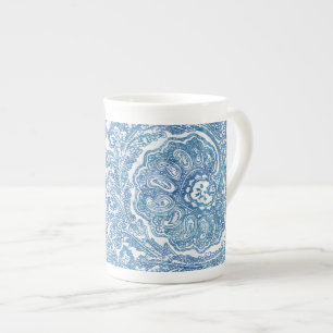 Caneca De Porcelana Blue Boho Paisley Pattern 