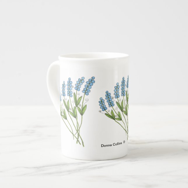 Caneca De Porcelana Blue Buds Bone china Mug (Frente Esquerda)