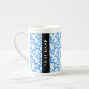 Caneca De Porcelana Blue Hibiscus, Blue Flowers, Seu Nome