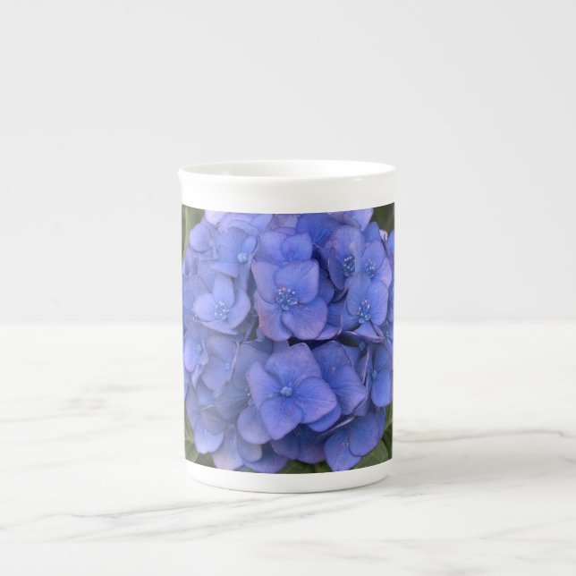 Caneca De Porcelana Blue Hydrangea Bone China Mug (Frente)