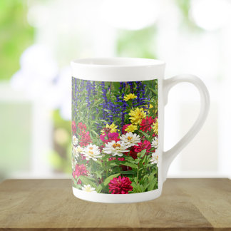Caneca De Porcelana Blue Salvia e Zinnia Garden Floral