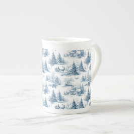 Caneca De Porcelana Blue Toile Christmas Pattern
