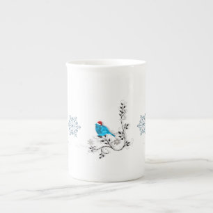 Caneca De Porcelana Bluebird em Santa Hat