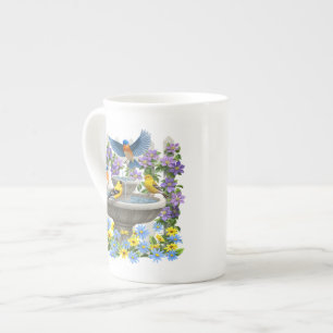 Caneca De Porcelana Bluebird Goldfinches e Birdabat