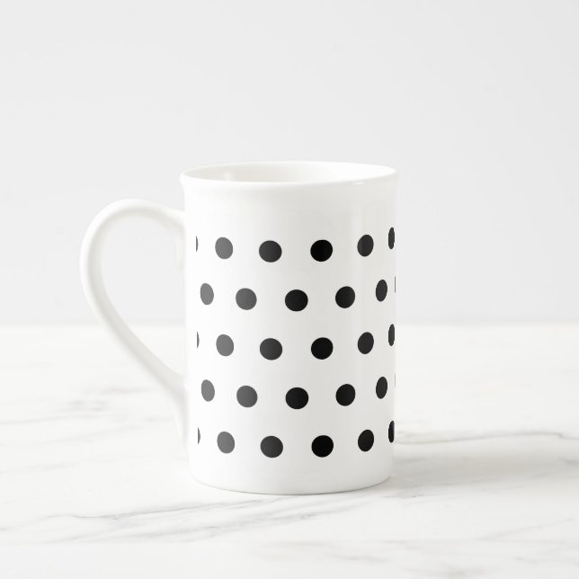 Caneca De Porcelana Bolinhas pretas pequenas no branco (Esquerda)