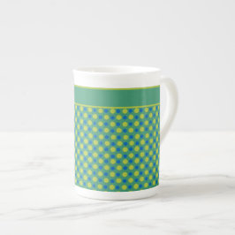 Caneca De Porcelana Bolinhas verdes e azuis da China com osso personal