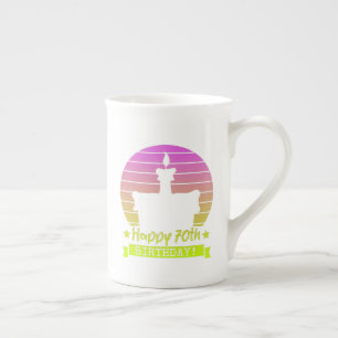 Caneca De Porcelana Bolo de 70 de Feliz Natal Colorido