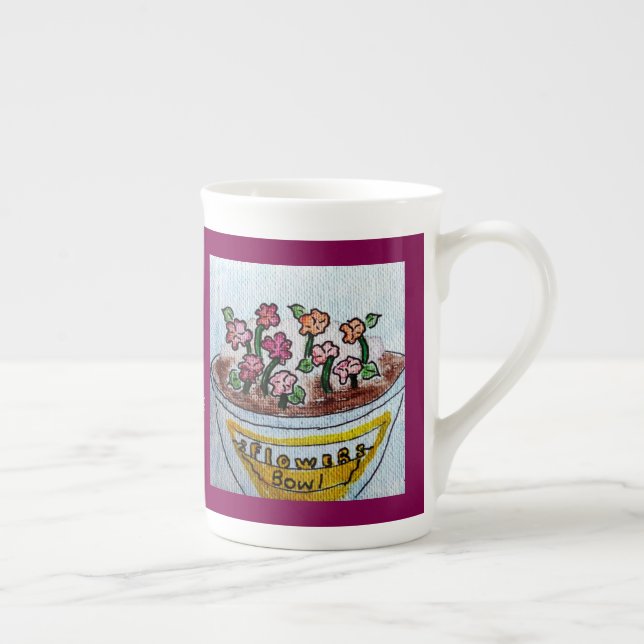 Caneca De Porcelana Bolsa de Vinho de Flores (Direita)