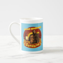 Caneca De Porcelana Bom Dia Sol Bigfoot Café Humor Arte