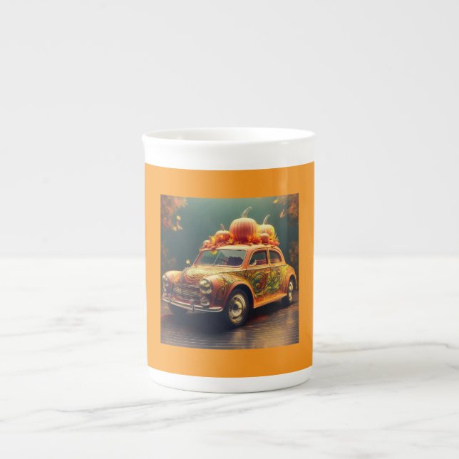 Caneca De Porcelana Bombas De Carro Compacto Laranja No Topo (Frente)