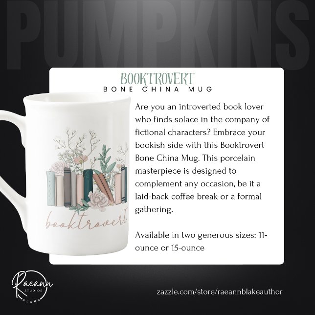Caneca de Porcelana Bone China Booktrovert (Criador carregado)