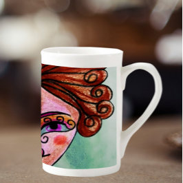 Caneca De Porcelana Bone China Coffee Mug (Mulher Do Whimsical - 01)