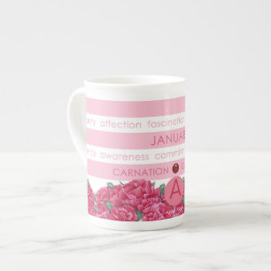 Caneca De Porcelana Bone China - Flor de Nascimento e Gem Stripe Mug J