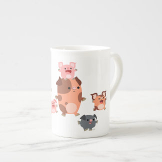 Caneca De Porcelana Bone China Mug, Família de Porcos em Boneca