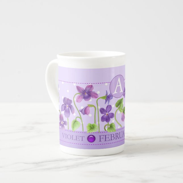 Caneca De Porcelana Bone China Mug, Febre de Nascimento e Gem Fevereir (Frente Esquerda)