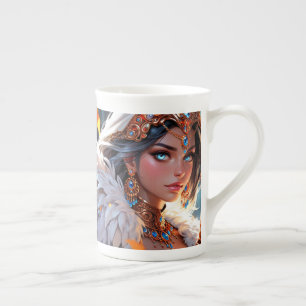 Caneca De Porcelana Bone China Mug - Mulher encantadora na Armadura, P