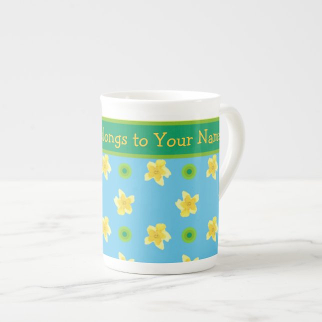 Caneca De Porcelana Bone China Mug para Personalizar Primroses, Polkas (Frente Esquerda)