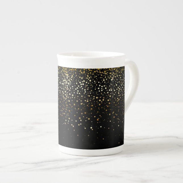 Caneca De Porcelana Bone China Mug Petite Ouro Stars-Noir (Frente Esquerda)