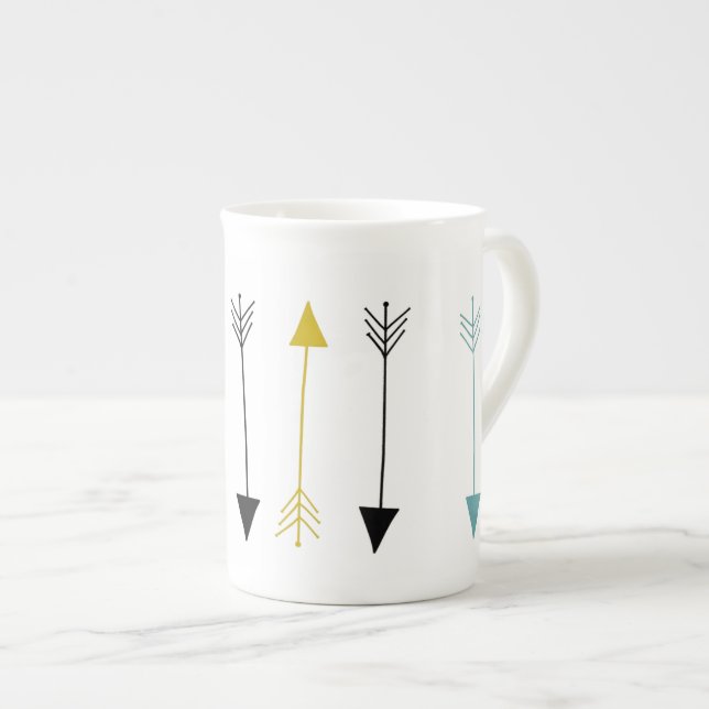 Caneca De Porcelana Bone China Mug - Setas Tribais (Frente Esquerda)