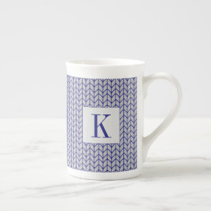 Caneca de porcelana BONE com MALHA CINZA AZULADA +