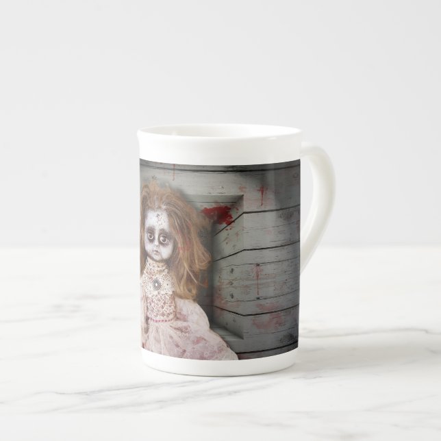 Caneca De Porcelana Boneca assustadora do SlipperyJoe (Frente Esquerda)