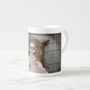 Caneca De Porcelana Boneca de porcelana assombrada vintage SlipperyJoe
