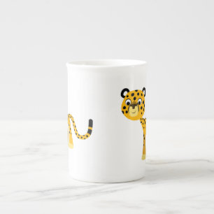 Caneca De Porcelana Bonita e Feliz Cartografia Cheetah Bone China Mug