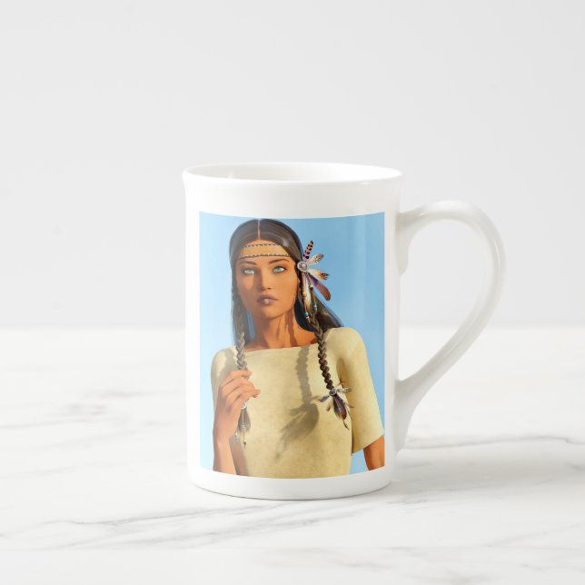 Caneca De Porcelana Bonita roupa de Indígenas de mulher nativa america (Direita)