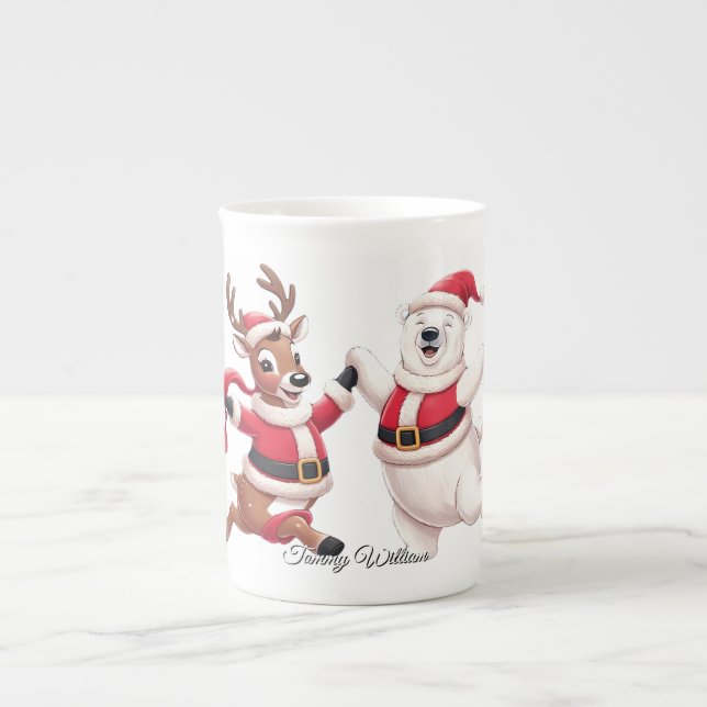 Caneca De Porcelana Bonita Tendência Moderna Engraçada Feliz Natal (Frente)