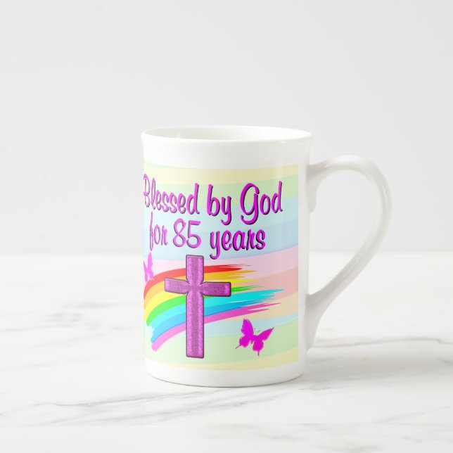 CANECA DE PORCELANA BONITO ABISADO POR DEUS 85 ANOS MUG (Direita)