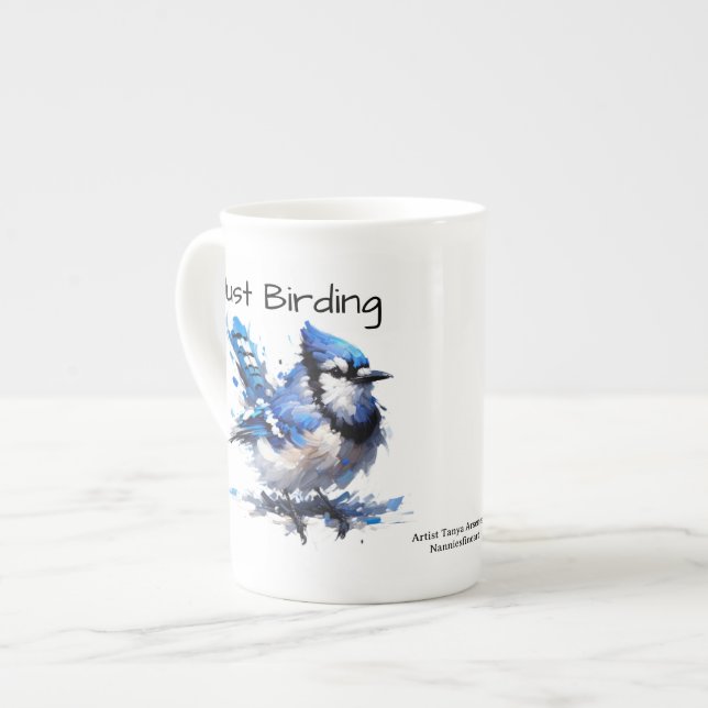 Caneca De Porcelana Bonito, Apenas Abençoando Jay Azul (Frente Esquerda)