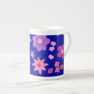 Caneca De Porcelana Bonito Blue Flower-Power Bone China Mug