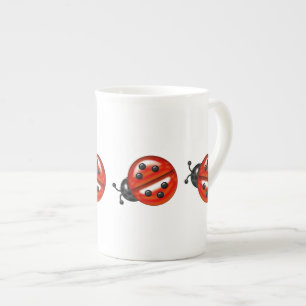 Caneca De Porcelana Bonito Branco e Vermelho Ladybug China