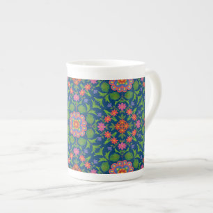 Caneca De Porcelana Bonito Floral Rangoli sobre a Mug de Deep Blue Bon