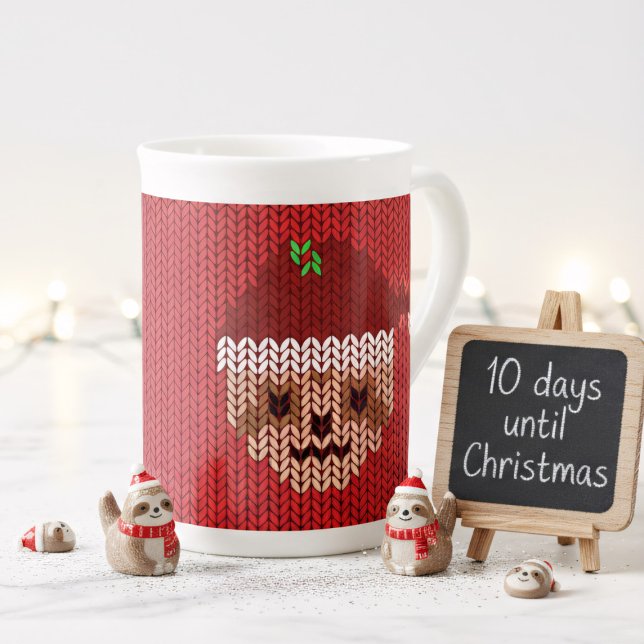 Caneca De Porcelana Bonito Natal Monograma Osso China Mug (Your cute, personalized sloth mug makes the season even more joyful.)