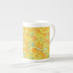 Caneca De Porcelana Bonito Osso China Mug, Ouro Amarelo Daffodilo
