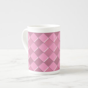 Caneca De Porcelana Bonito padrão de quadrados rosa