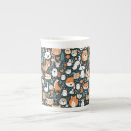 Caneca De Porcelana Bons animais divertem-se com decor design verde