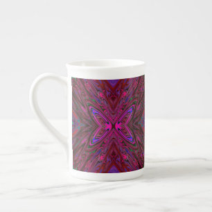 Caneca De Porcelana Borboleta-Abstrato azul e rosa-quente trippy