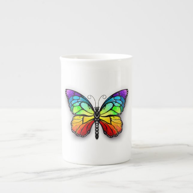 Caneca De Porcelana Borboleta-arco-íris Monarca (Frente)