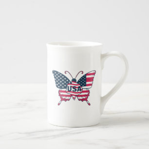 Caneca De Porcelana Borboleta da Bandeira dos EUA Desenho Patriótico O