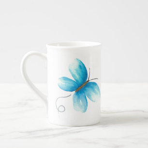 Caneca De Porcelana Borboleta de Aquarela Osso China Mug