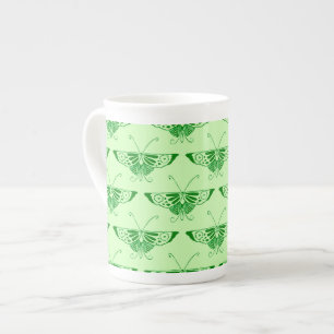Caneca De Porcelana Borboleta Deco Estilizada - esmeralda verde