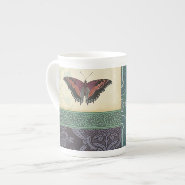 Caneca De Porcelana Borboleta Decorativa Brocade pelo Vision Studio (Frente Esquerda)