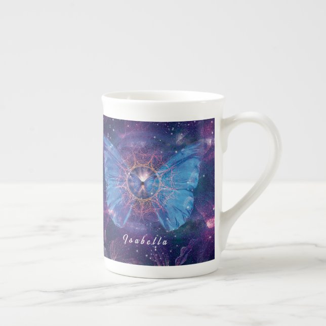 Caneca De Porcelana Borboleta Morpho / Galaxy Mandala (Direita)