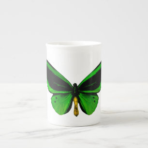 Caneca De Porcelana Borboleta Verde Osso China Mug