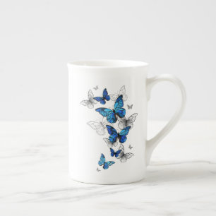 Caneca De Porcelana Borboletas Azuis Morpho