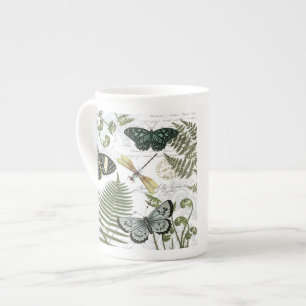 Caneca De Porcelana borboletas e libélulas de colheita modernas