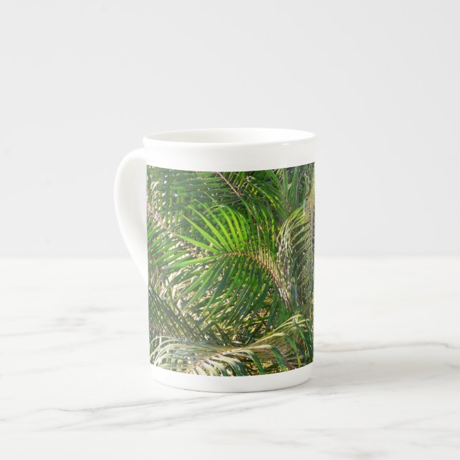 Caneca De Porcelana Bordas Tropicais de Palm Lit Sunset (Frente Esquerda)